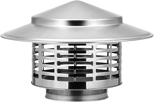 BESPORTBLE 3inch Stainless Steel Chimney Cap, Round Chimney Cover with Screen Tapered Top Cap Stove Topper for Outside Roof Fireplace Flue Vent Flue