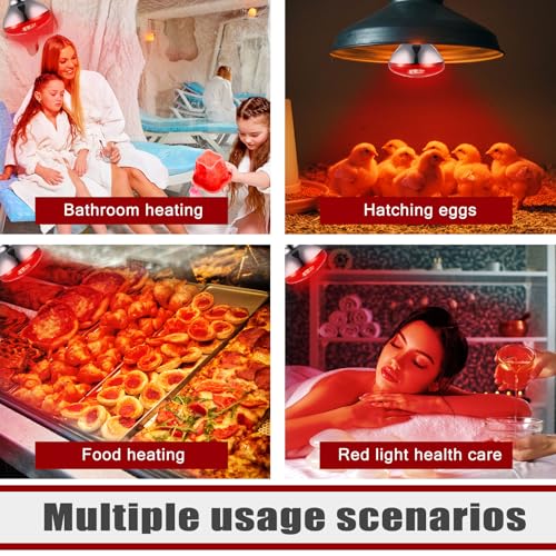 Image of VIHOSE 12 Pack Heat Lamp Bulbs, Red Infrared Bulbs 120 V, 250 Watt