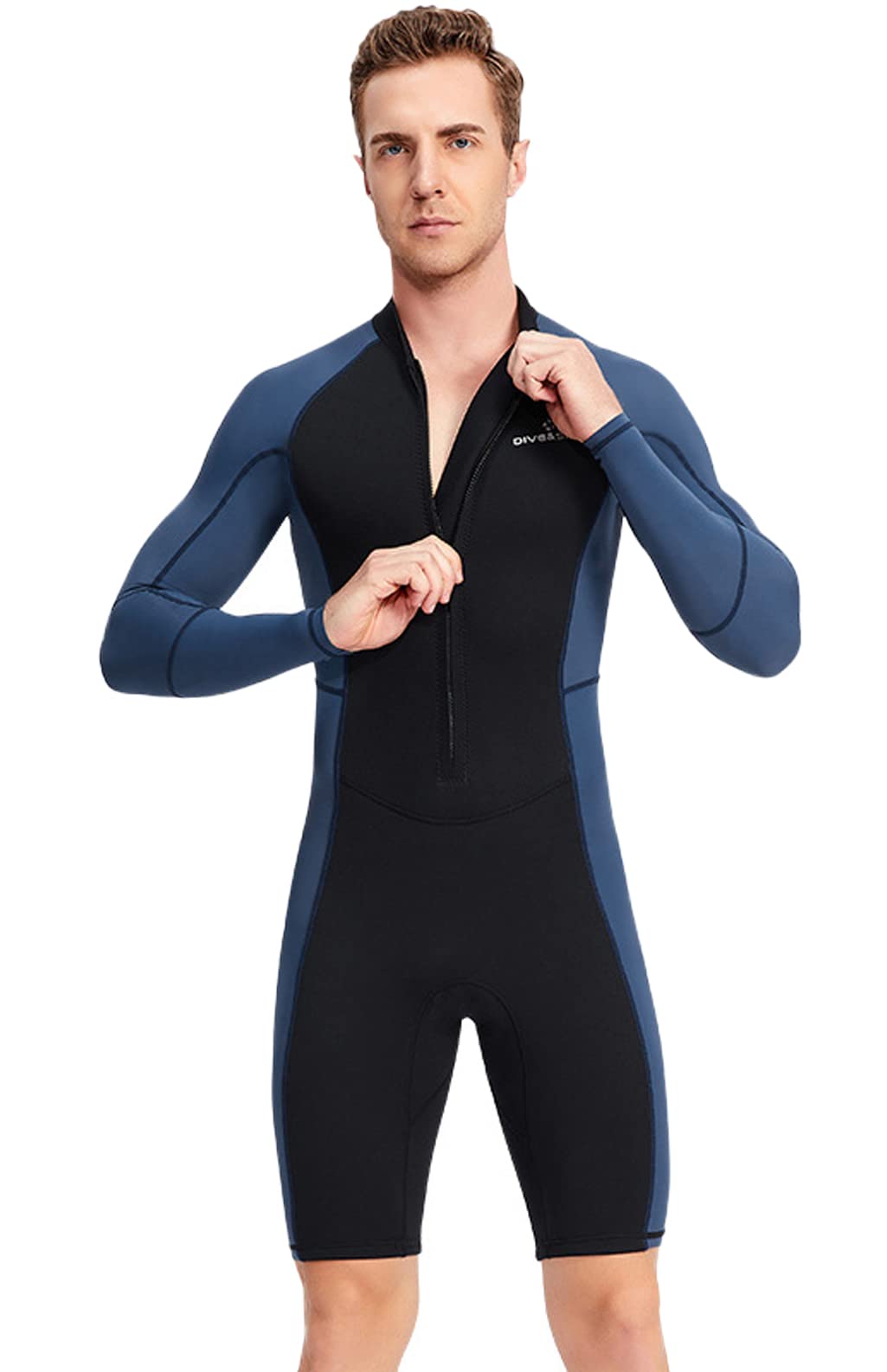 Herren Einteiliger Neoprenanzug 1.5 mm Neopren Tauchanzug Langarm Nassanzüge Tauchen Schnorcheln Surfen Badeshorts UV-Schutzfaktor 50+