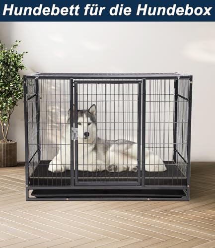 GUANGDEEN Orthopädisches Hundebett für Große Hunde - Weiches Lederimitat, Abnehmbarer Bezug mit Reißverschluss, Schwarz