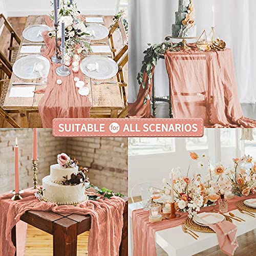 Fani CZ013L 6 Pack 10Ft Peach Cheesecloth Table Runner 29''X120'' Gauze Semi-Sheer Table Runner Rustic Cheesecloth Table Cloth thumb #3
