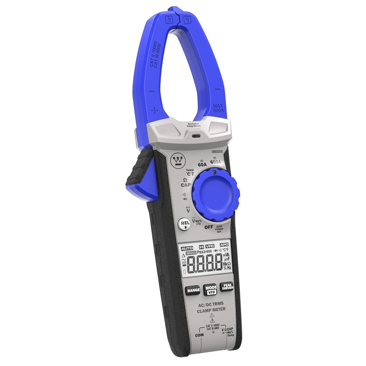 Westinghouse Auto-Ranging True RMS Digital Clamp Meter, Non-Contact Multimeter, 600A Current & 1000V AC/DC Volt Meter, Continuity, Frequency, Temperature, Diode, Resistance, VFD, Capacitor Tester