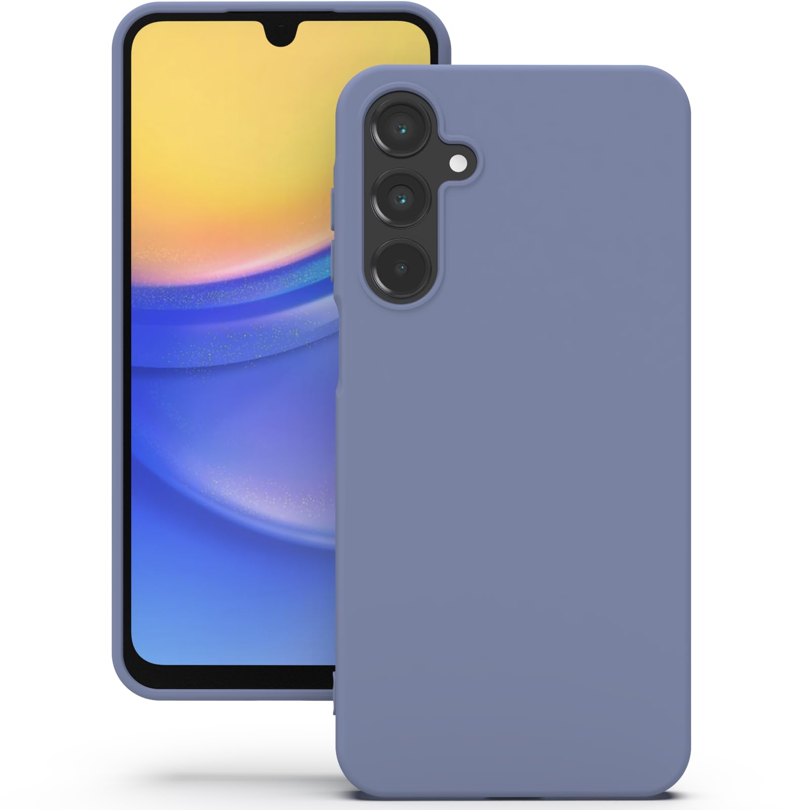 YATWIN Silicone Case for Samsung Galaxy A15 4G/5G, Soft-Touch, Shockproof, DustProof, Antiskid Full Body Armour Phone Cover for Samsung Galaxy A15 4G/5G - Lavender Grey