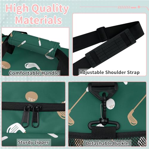 Green Golf Clubs Travel Duffle Bag - Waterproof weekend luggage bag, men's sports and fitness bag, delivery hospital storage bag, overnight luggage bag with pull rod cover2