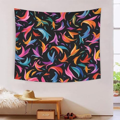 Tapisserie murale tissu plumes 3D effet grand format nappe deco chambre coucher 180x230