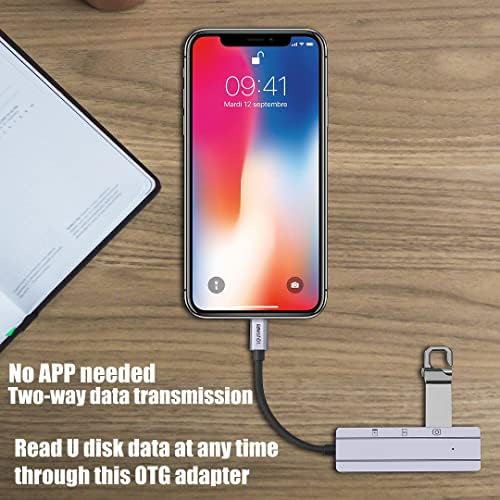 sunshot SD/TF Card Reader for iPhone/iPad, 4in1 USB OTG Camera Adapter with Charging and Slot Card, Compatible with iPhone 12 11 Xs/Xr/X and iPad, Support USB Disk, Mouse, Keyboard, Hubs, MIDI