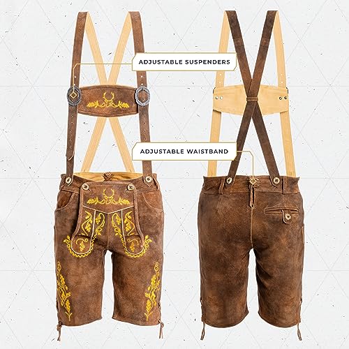 Image of BAVARIA TRACHTEN Men's Kneebound Lederhosen German Oktoberfest Knee Length
