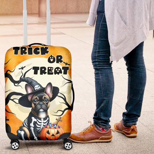 Trick or Treat French Bulldog Needs Candy Happy Halloween Night Travel Luggage Cover Dog Lover Gifts Suitcase Dust Protective Decor - 020204