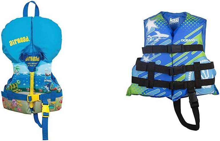 Airhead Treasure USCG Approved Life Jacket and Oceans 7 USCG Approved Open-Sided Life Jacket | Blue