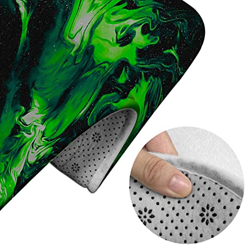 Badezimmerteppich-Set, 3-teilig, Impression Green Marble Ink Print, waschbare Badteppiche, rutschfest, mit Rückenpolster, Konturteppich und Toilettendeckelbezug – Bild 5