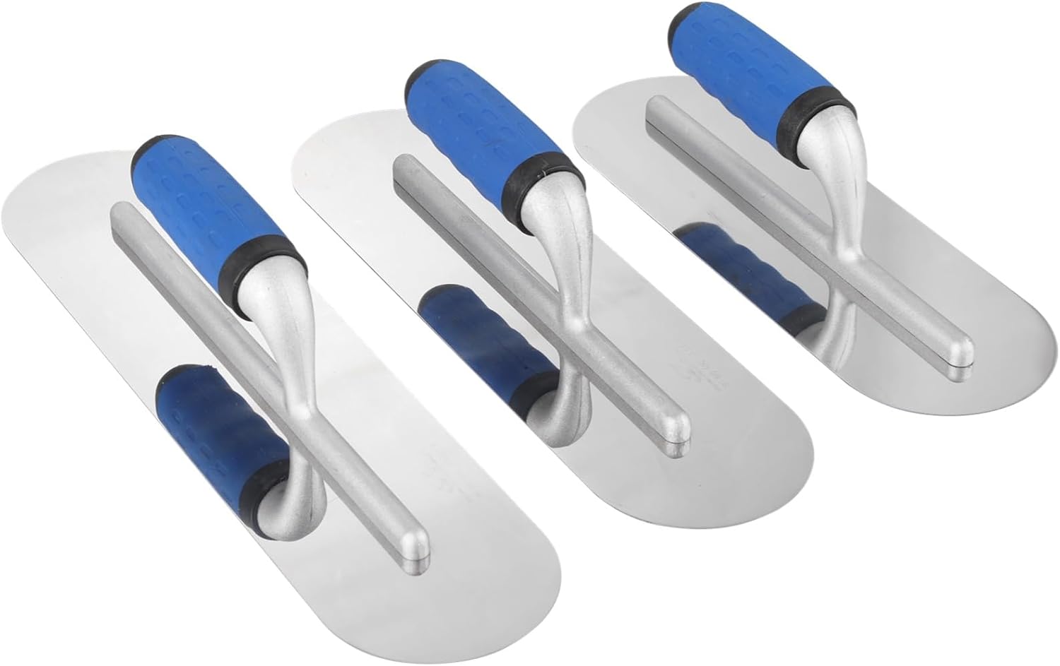 yeesport Stainless Steel Pool Trowel Set, 3 Pieces Ergonomic Blue Handle Mirror Finish Corrosion-Resistant, Ideal for Pool and Construction Use, Includes 15.4 In 13.8 In 11.8 In Trowels
