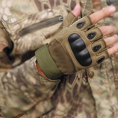 Image of Nylon Tactical Half Finger Gloves for Sports, Hard Knuckle,Hiking,Cyclling,Travelling,Camping,Outdoor,Boxing, Motorcycle Riding, Arm Shooting Gym Gloves | Army Green Colour