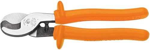 Klein Tools Cortador de cables de 63050 INS, cortador de cable aislado con cizalla de una mano para aluminio, cobre suave, cable de comunicaciones