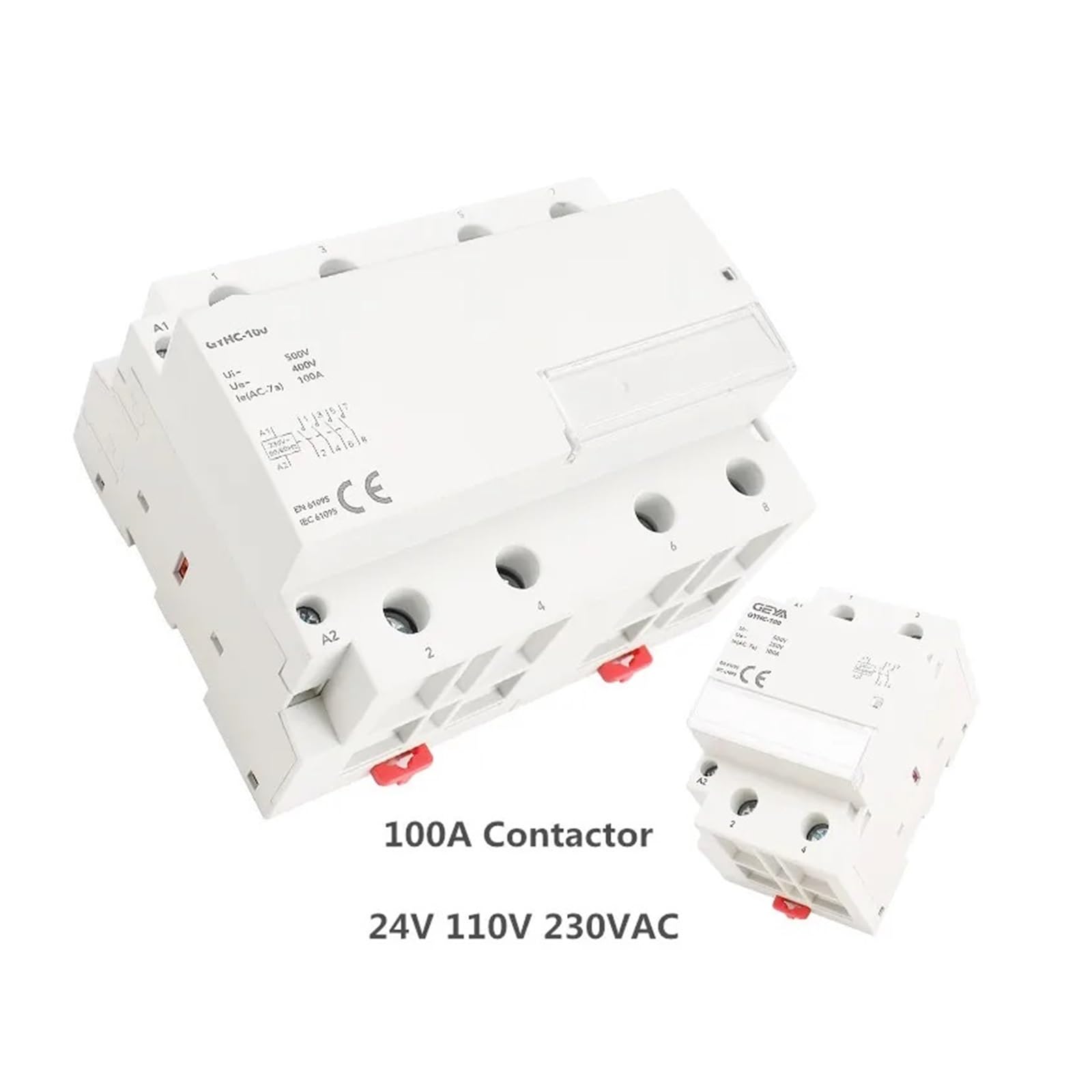Contactor modular GYHC de 2 polos, 100 A, NA, NC, 1, 220 V, 110, 24, for uso doméstico, tipo riel DIN, iCT, 50/60 Hz | 2P 100A 1NO1NC 230AC