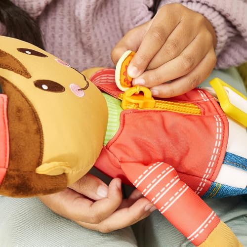 Playskool Dressy Kids Doll with Brown Hair and Hat, Activity Plush Toy with Zipper, Shoelace, Button, for Ages 2 and Up (Amazon Exclusive) by PlayMonster - Image 4