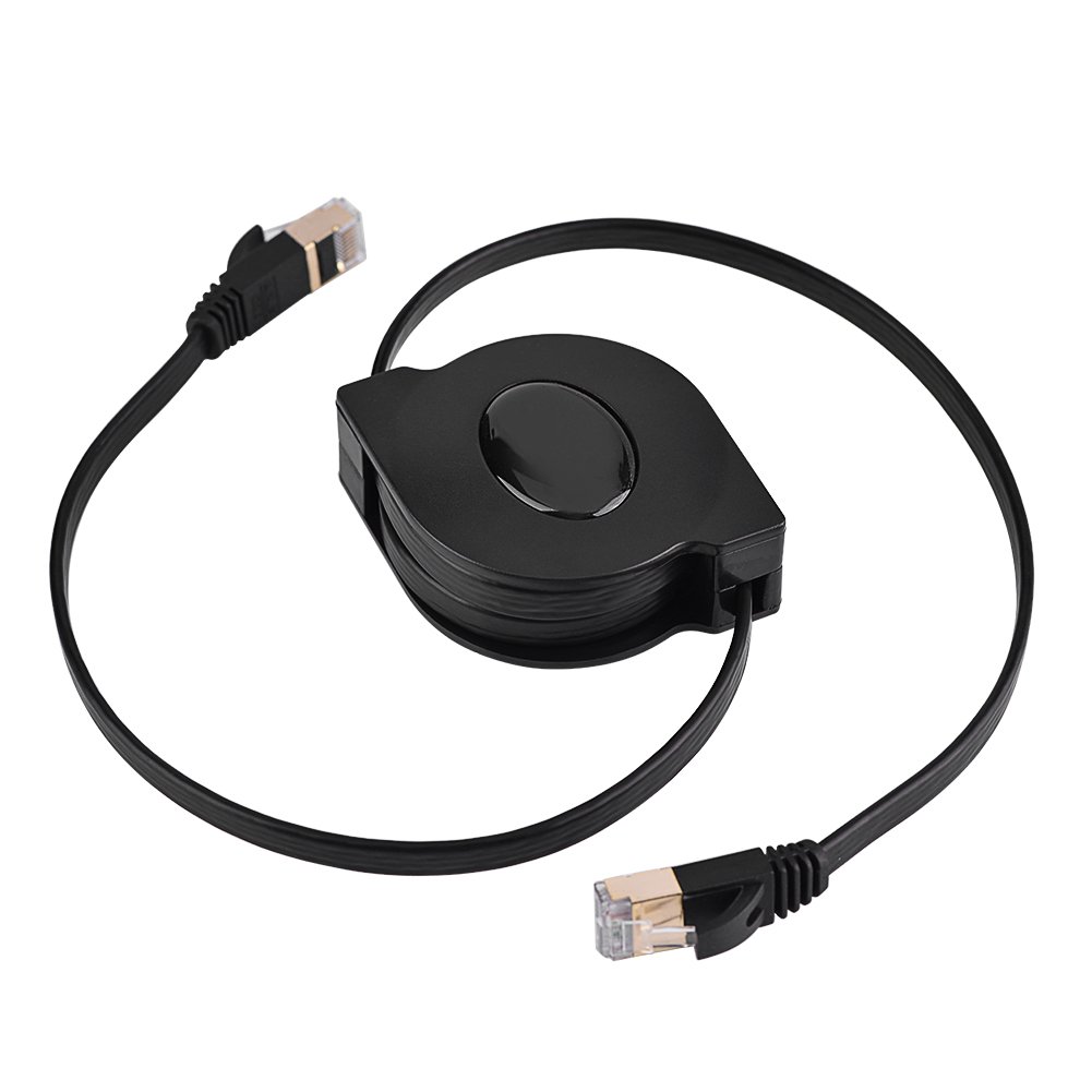 BIGtec 1,5 m platte LAN-kabel, flatbandkabel, oprolbaar, patchkabel, netwerkkabel, Gigabit ethernet, LAN-kabel, uittrekbaar, intrekbaar, plat, dun, RJ45-stekker