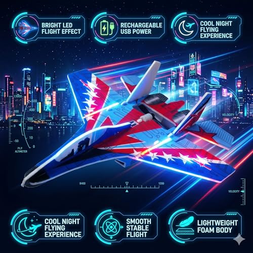 Image of Electric Glider Fighter Aircraft | Motorized Foam Plane for Teens (14+) | High-Speed Launch Aircraft Toy with EPP Foam Body, Automatic Glide Mode & 10-15 Sec Power Charge