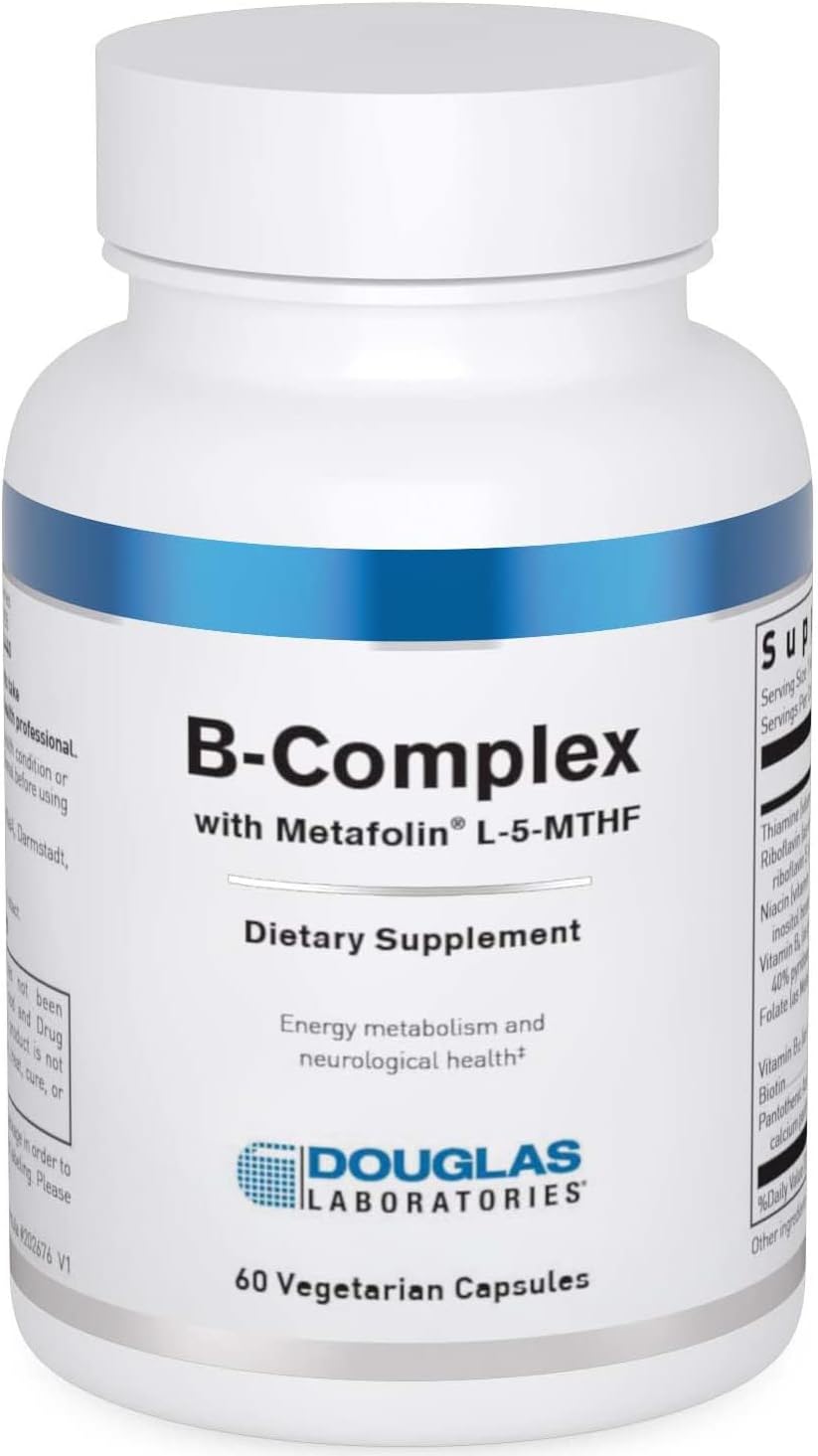 B-Complex with Metafolin - Comprehensive B Vitamin Supplement - Energy & Brain Health Support* - With Folate, Biotin & Thiamin - Non-GMO - 60 Vegetarian Capsules