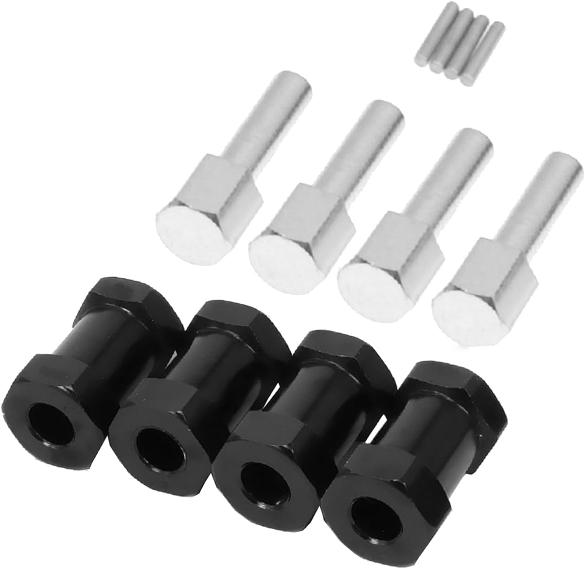 ShareGoo 4PCS 12mm Aluminum Wheel Hex Hub 20mm Offset Extension Hex Drive Adaptor Combiner Coupler Compatible with 1/10 RC Crawler Axial Scx10 D90 Wraith,Black
