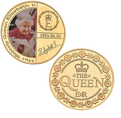 BQSHX Collectible Coins Queen Elizabeth II Platinum Jubilee Gold Plated Commemorative Coins/Medals Set Challenge Coin Vintage Coin Gifts For Queen Memorial