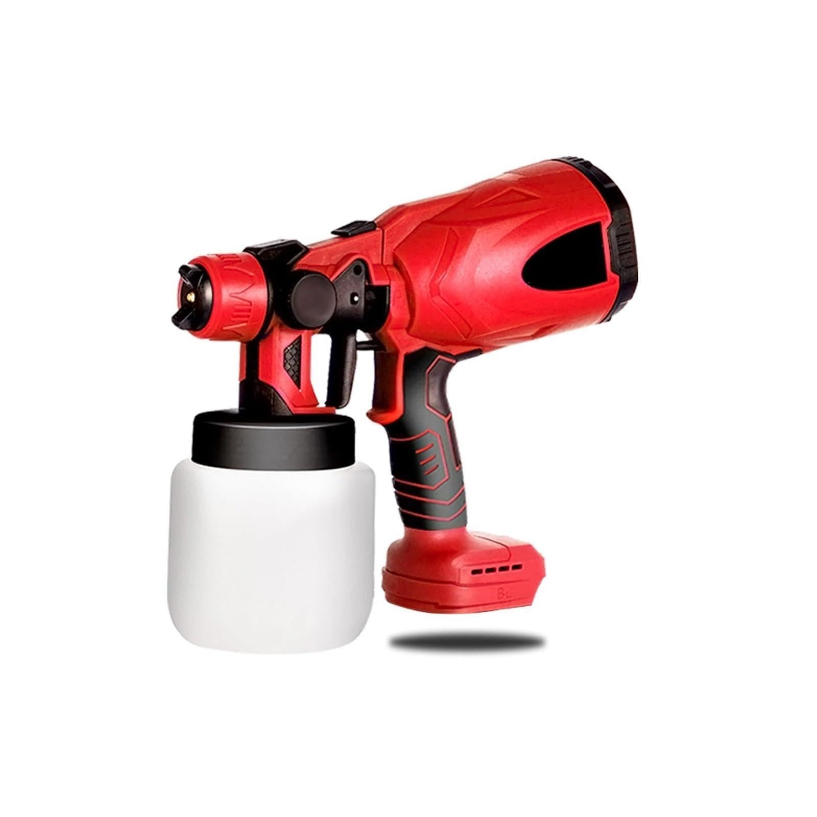 Pistola per verniciare, Pistola a spruzzo elettrica 800ML spruzzatore di Vernice Senza Fili aerografo con Rivestimento in Acciaio Automatico Compatibile con Batteria 18V Senza Batteria(Rot)