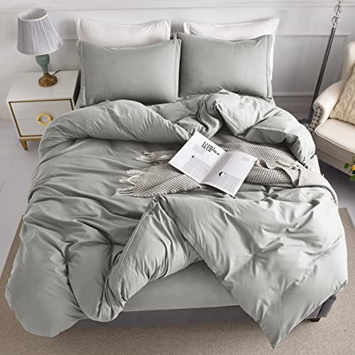 Dekoresyon Duvet Cover Set King Size, Ultra Soft Washed Microfiber Duvet Covers, 3 Pieces Bedding Duvet Cover Sets(1 Duvet Cover, 2 Pillowcases) With Zipper Closure & Corner Ties(Gray, King) #TOP1