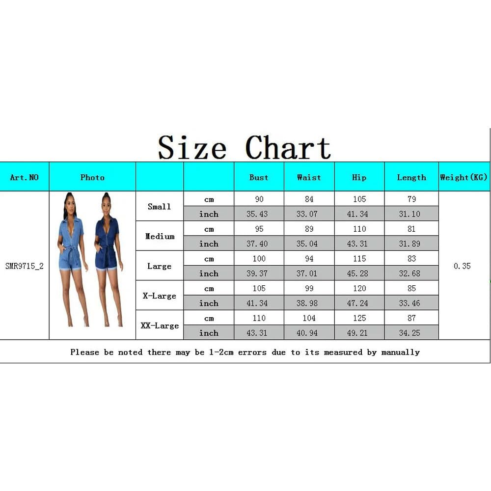 JJDFW Denim Bodycon spodenki na co dzień dżinsy ogólny zamek błyskawiczny dekolt w serek krótki rękaw kokarda pasek pajacyki denim krótki kombinezon kobiety
