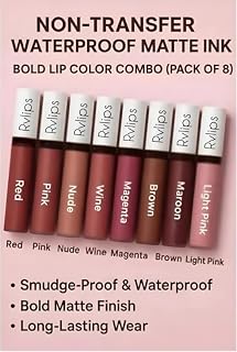 Matte Finish Liquid Lipstick Combo Set of 8 Shades – Long Lasting Lightweight Smudge Proof & Waterproof Lip Color for Wome... Price In India