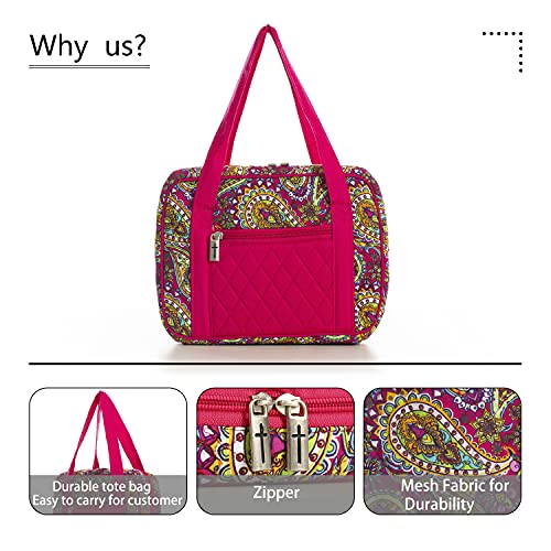 Diwi Quilted Bible Cover Extra Large Sizes 11.25 X 8.25 X 2.75 Inches Bible Tote Good Book Case (Xl, C2 Magenta Paisley) #TOP3