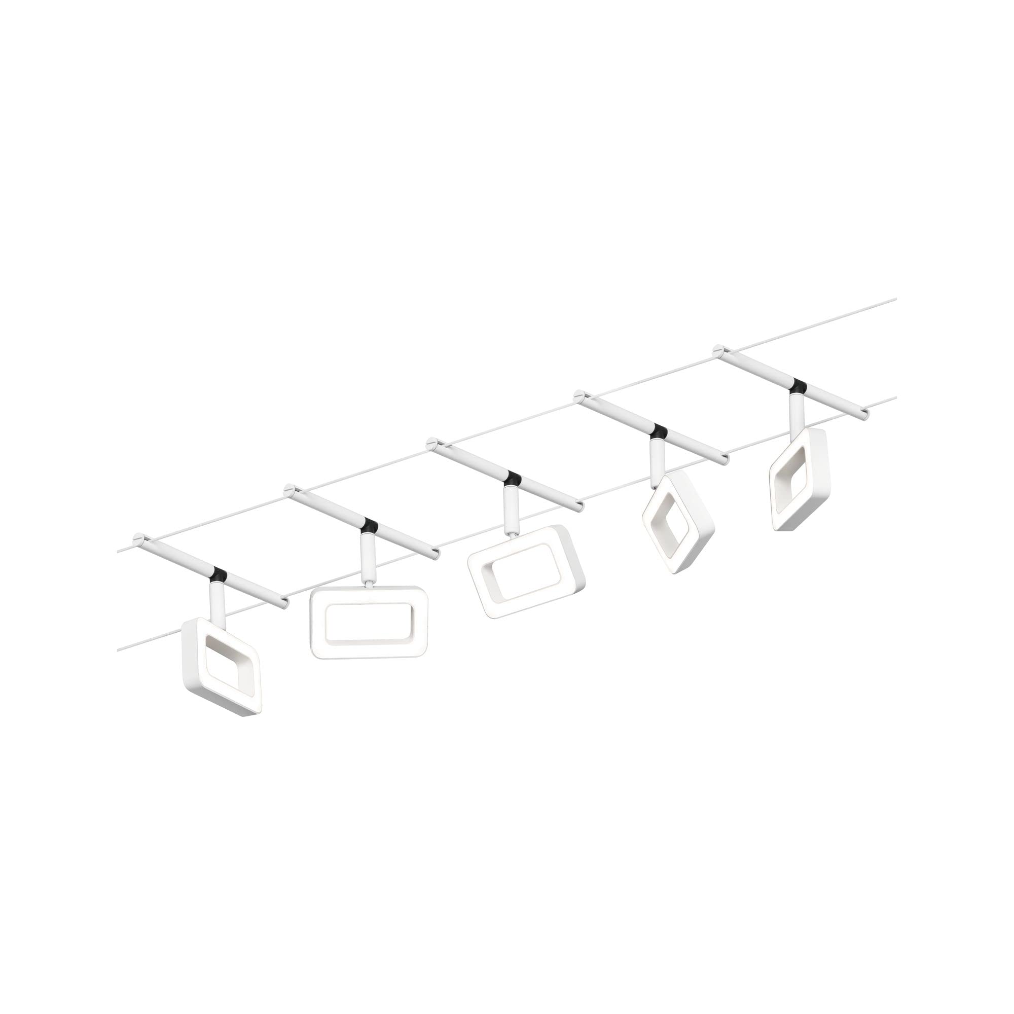 Paulmann 94483 LED Cable System Frame Base Set 5 x 400 lm incl. 5 x 4.8 W Warm White Matt Chrome Plastic Metal Lighting System 3000 K