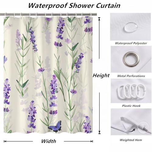 Rideau de douche lavande 140x190cm en polyester imperméable - 7