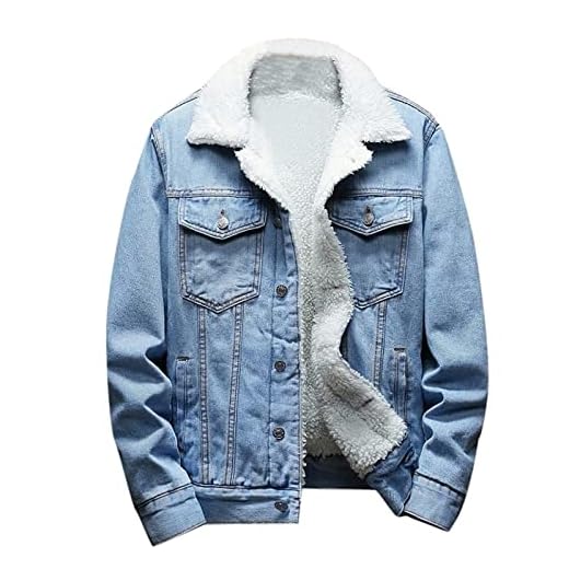 NUSGEAR 2022 Abrigo Hombre Invierno, Chaqueta vaquera Moda Casual Capa de los Hombres Forro polar Slim Fit Espesar caliente Chaqueta de Solapa Cardigan Talla grande Botones Cuello de pie outwear Tops