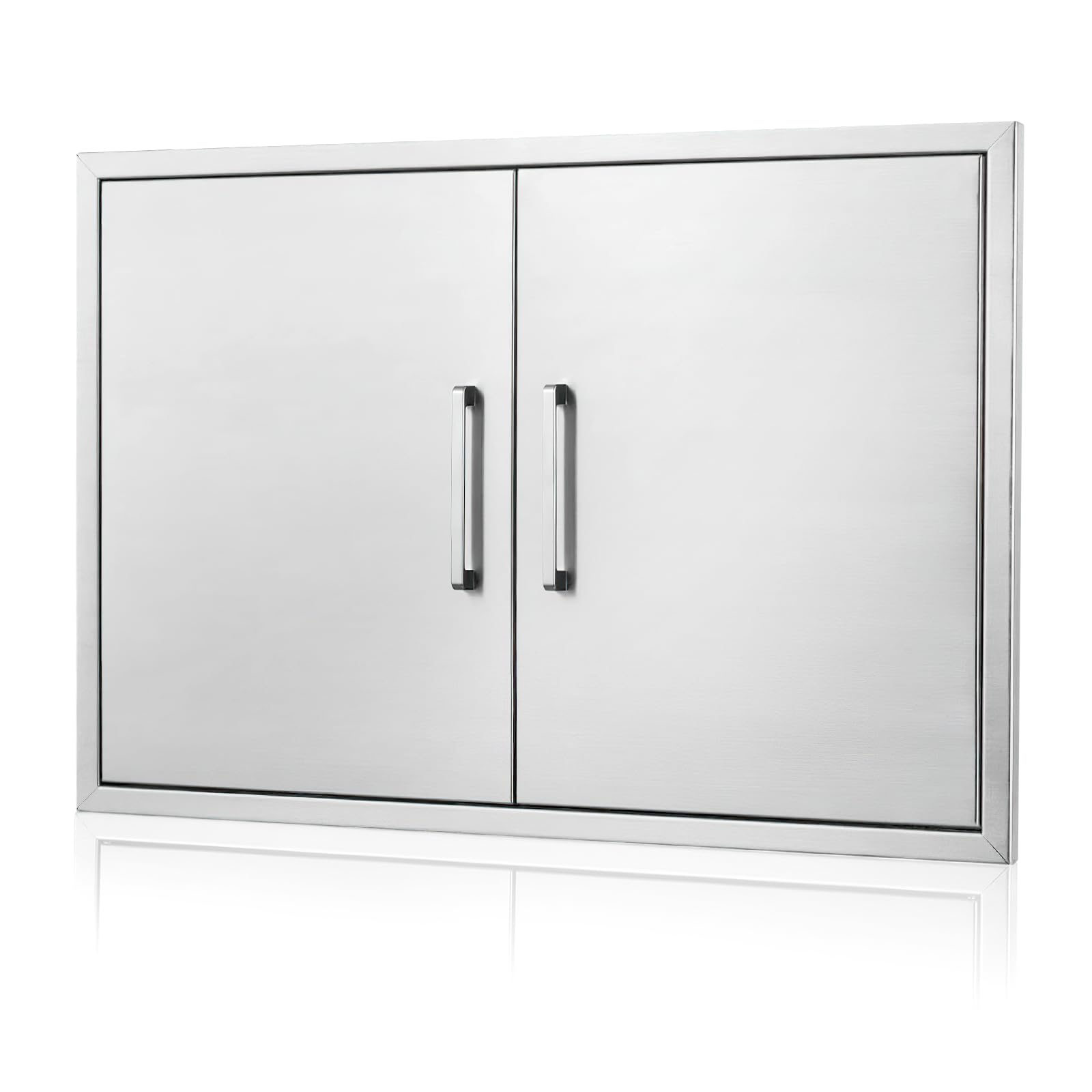Outdoor Kitchen Doors- 33" W x 21" H - Stainless Steel BBQ Double Access Door,Flush Mount for Outdoor Kitchen and BBQ Island