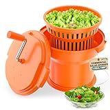 WantJoin Commercial Salad Spinner - 12L Salad Dryer w/Silicone Anti-Slip Mat & Draining Hose, Green, 24Qt Manual Salad Spinner for up to 7 Heads of Lettuce Spinner Large for Catering