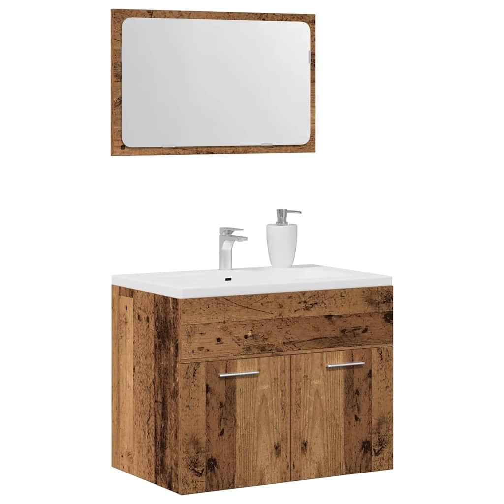 Juego de Muebles de Baño Madera Antigua Madera 2 Piezas
