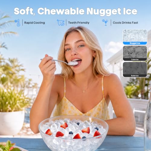 Image of Nugget Ice Maker Countertop, 35lbs /24H Sonic Pebble Ice Machine