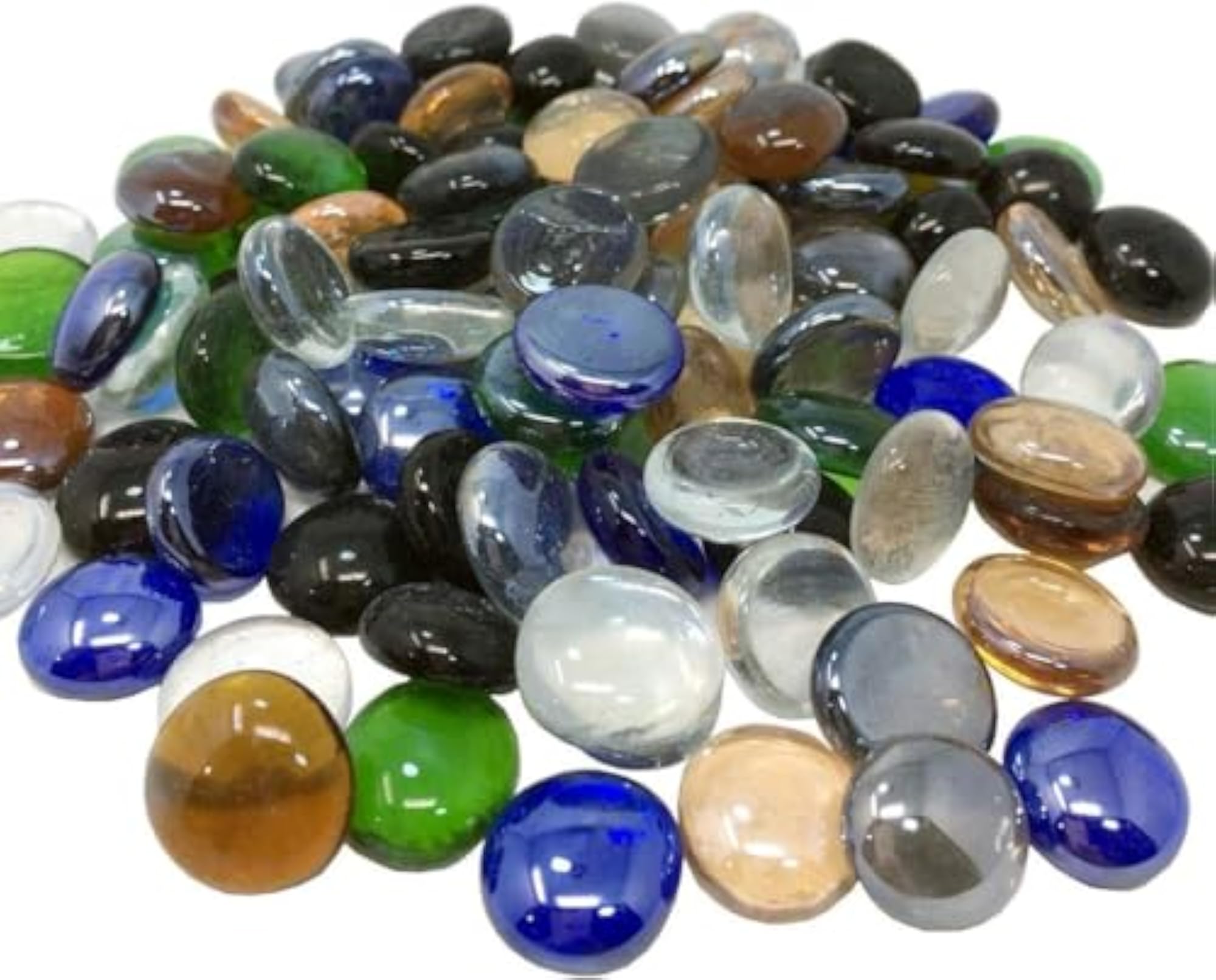 1KG Transparent Glass Pebbles, Decorative Garden Stones