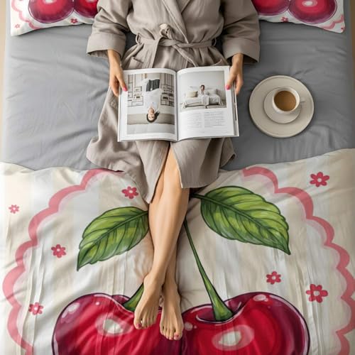 Parure de lit cerises King pour relooker une chambre d'adolescent difficile