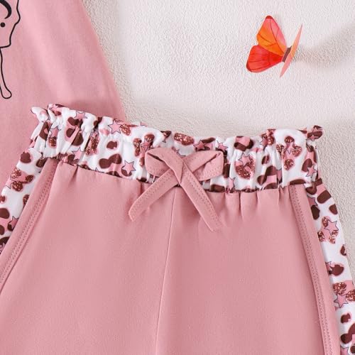 Image of Toddler Girl Clothes Kids Summer Outfits Short Sleeve Leopard-Print T-Shirt and Shorts 2 Piece Set 2-8 Years