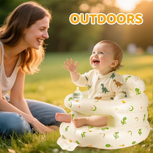 Image of Inflatable Seat for Babies 3-36 Months, SSyang Sit Me Up Floor Chair with Built-in Air Pump, Supportive Baby Chair for Learning to Sit, Full Surround Design - Dinosaur
