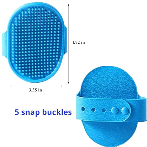 Image of Cat Shower Cap and Bath Brush set, Cat Ear Cover and Grooming Bathing Brush for Cats Puppy Small Dogs, Cat Ear Protection Stuff, Small Dog Cat Bathing Supplies, Pet Accessories (Blue)