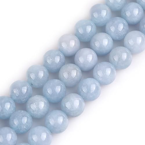 GEM-Inside - Cuentas sueltas redondas y lisas de 0.47 pulgadas (0.472 in) color aguamarina azul aguamarina para hacer joyas de 15 pulgadas