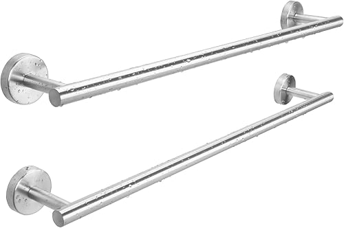 Miniatura 1 de CHASE WAVE Toallero plateado mate de 24 pulgadas, ganchos de acero inoxidable para toallas de baño, soporte para toallas de mano sobre el gabinete,