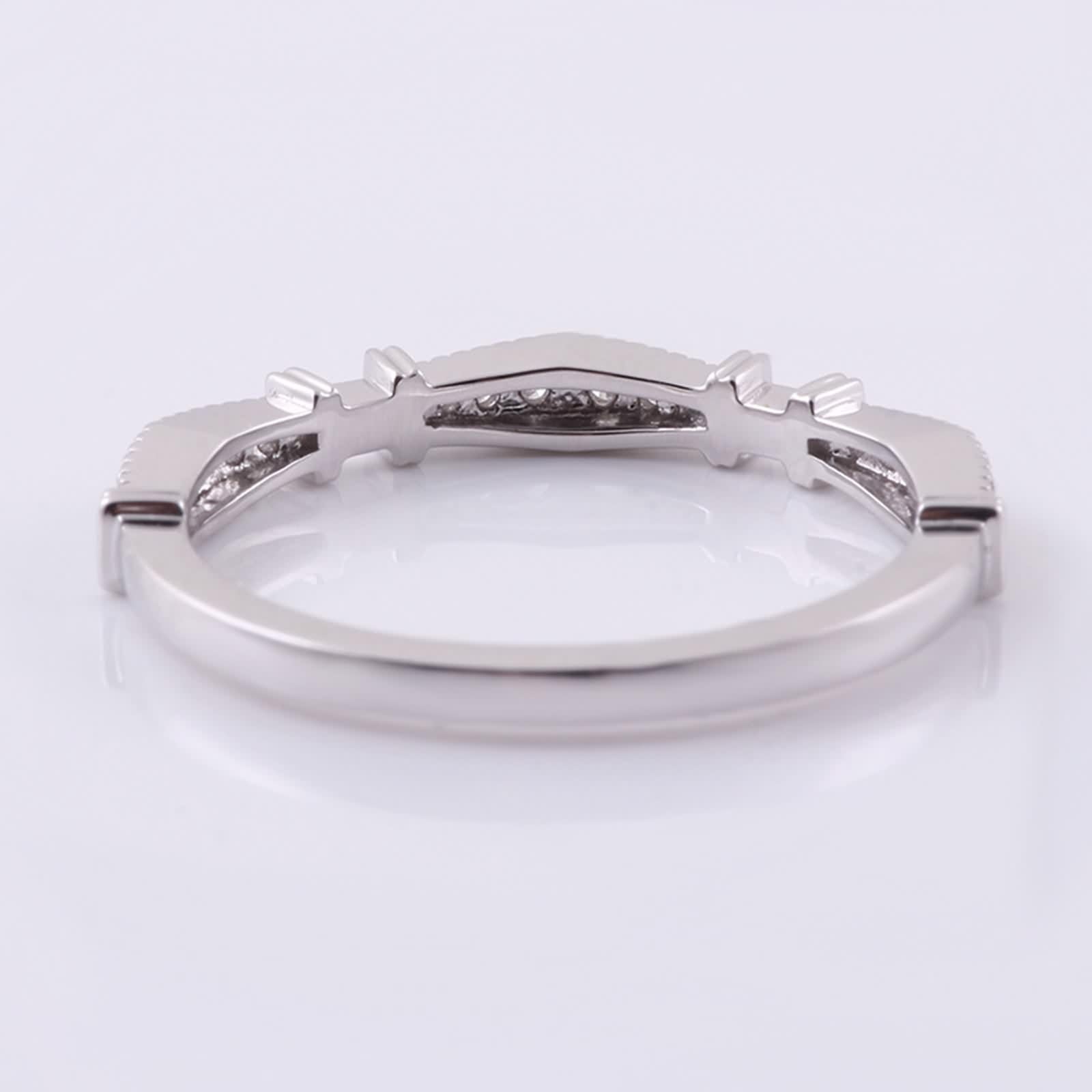 Moissanite Anillo de boda, anillo de promise para mujer, apilable, fino, oro blanco de 9/14/18 K