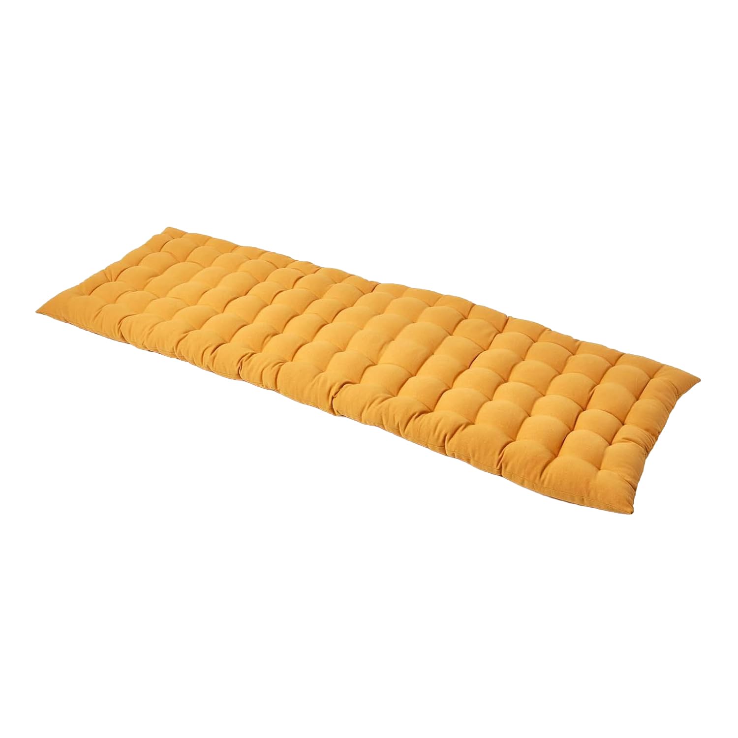 Homescapes Mustard Yellow Garden Bench Cushion 3 Seater Seat Pad For Patio Furniture Kitchen Or Dining Bench Indoor & Outdoor Use Comfortable 100% Cotton Modern Tufted Style Thick Cushion 143Cm Wide
