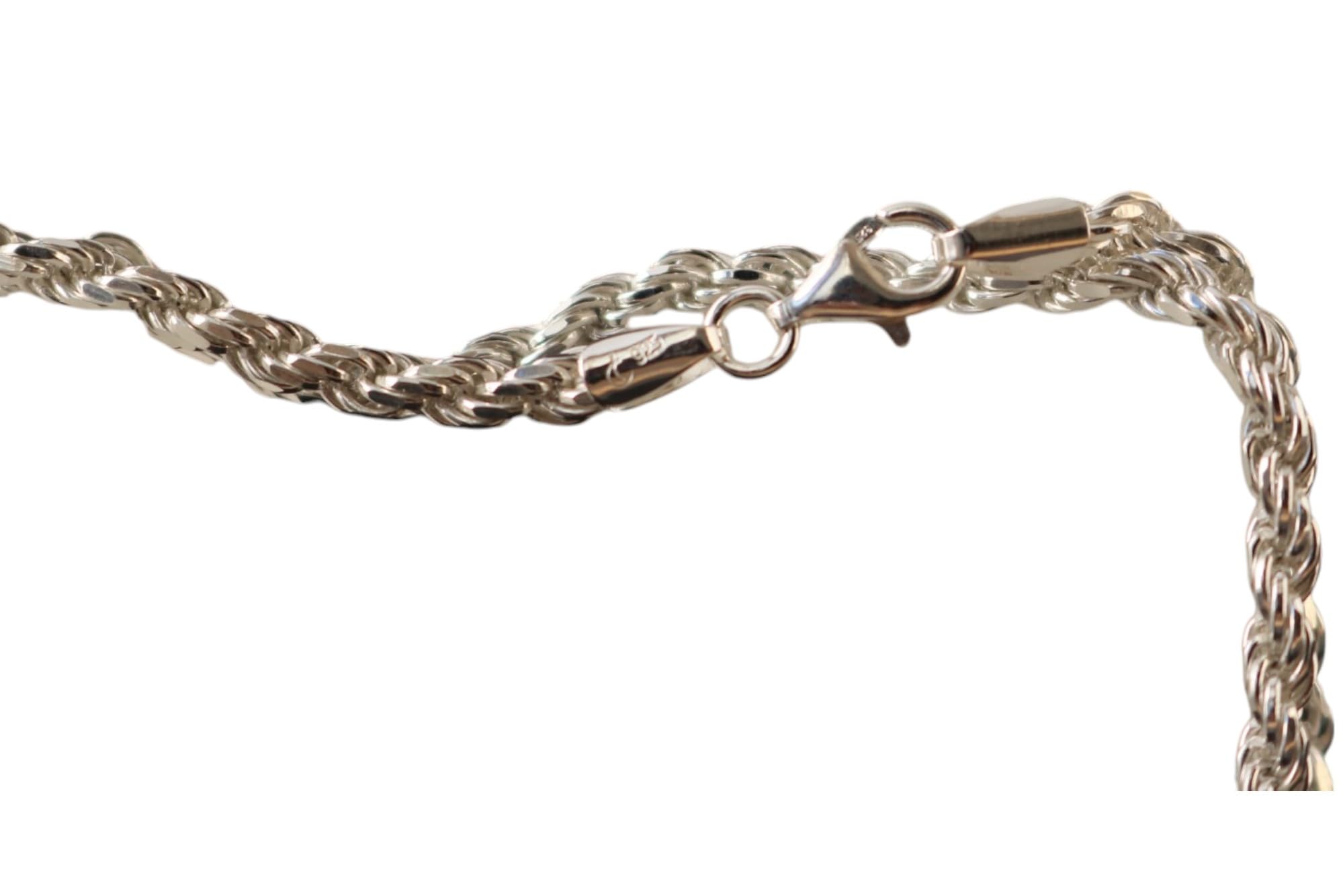 Generisch Unisex Kordelkette aus 925 Silber – Massiv, Echt – Silberkette Herren Damen – 3,5 mm Halskette – Handgefertigt – Luxusschmuck – Geschenkidee | 3,5 mm