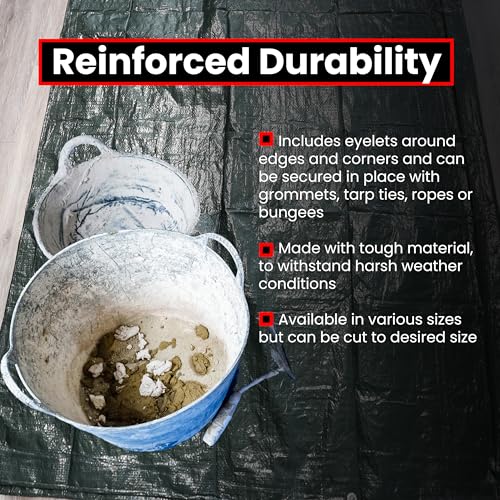 DIVCHI Tarpaulin 2m x 3 m / 6.5ft x 10ft Waterproof Heavy Duty Multipurpose 70 GSM Tarp Sheet Cover With Reinforced Grommets Groundsheet Tarp Sheet For Camping Garden (Green) - Image 3