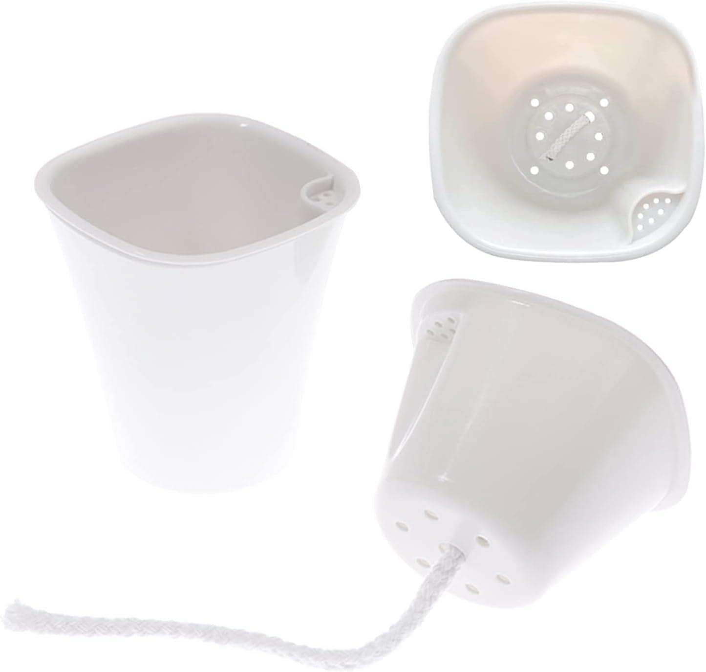 LATRAT 10-częściowy zestaw samonawadniających się doniczek, plastikowe doniczki na kaktusy, mini doniczki z systemem knotów, małe doniczki do roślin pokojowych, okrągłe, białe