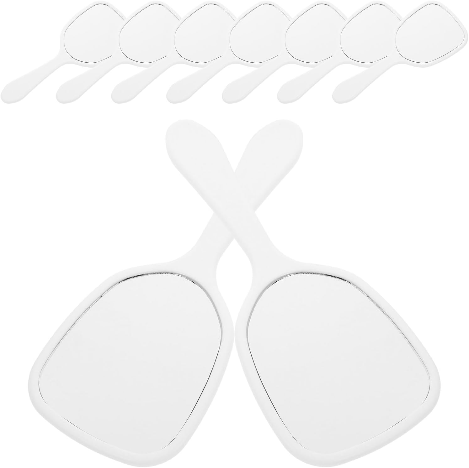 CLISPEED 16pcs Handheld Vanity Mirror Portable Makeup Mirror Compact Cosmetic for Travel and Salon Use White