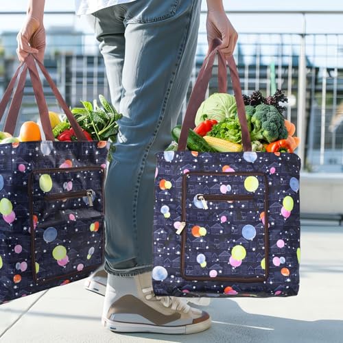 XUHN Sacs de Courses Pliables 2 Pièces Sac à Provisions Réutilisables Sac Shopping Léger 45 × 35cm Sacs à Provisions Pliables Tote Bag Pliable, Écologique, Étanche, Lavable, Durable – vue 3